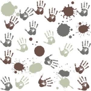 Create a seamless background effect on Instagram; pattern with painted handprints and splashes of paint