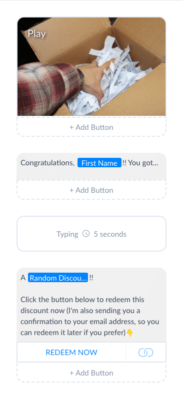 ManyChat Screenshot Drawing the Prize Offer