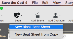 Screenshot of the Save the Cat Software creating a blank beat sheet and answering the question "is the new Save the Cat Software Beginner-Friendly?"